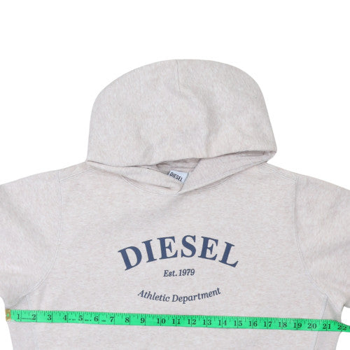 Diesel Womens Beige Pullover Hoodie Small Cotton Blend Hooded Sweatshirt