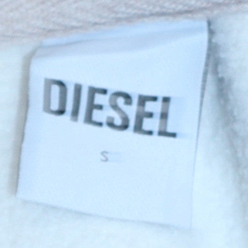 Diesel Womens Beige Pullover Hoodie Small Cotton Blend Hooded Sweatshirt