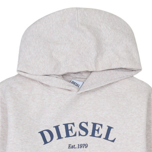 Diesel Womens Beige Pullover Hoodie Small Cotton Blend Hooded Sweatshirt