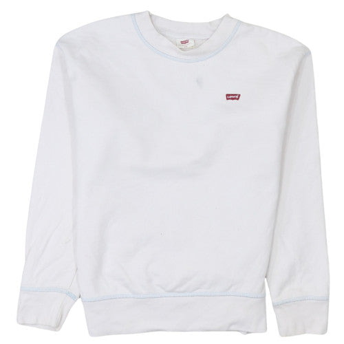 Levi's Women's White Cotton Crew Neck Pullover Sweatshirt XXS