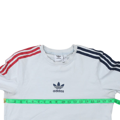 Adidas Mens White Long Sleeve Crew Neck Pullover T-Shirt XS
