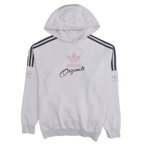Adidas Originals Womens White Pullover Hoodie 13-14Y Teens Logo Print
