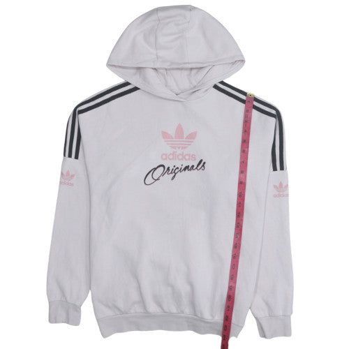 Adidas Originals Womens White Pullover Hoodie 13-14Y Teens Logo Print