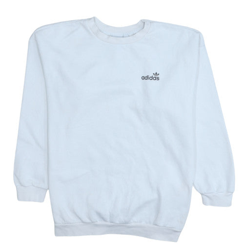 Adidas Womens White Crew Neck Pullover Sweatshirt UK 12 Cotton