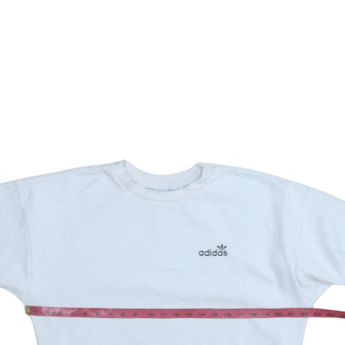 Adidas Womens White Crew Neck Pullover Sweatshirt UK 12 Cotton