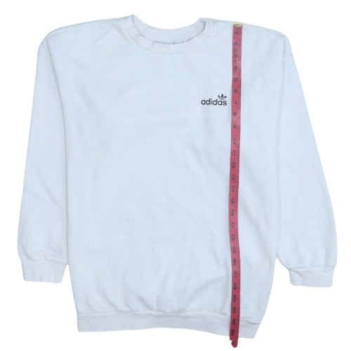 Adidas Womens White Crew Neck Pullover Sweatshirt UK 12 Cotton