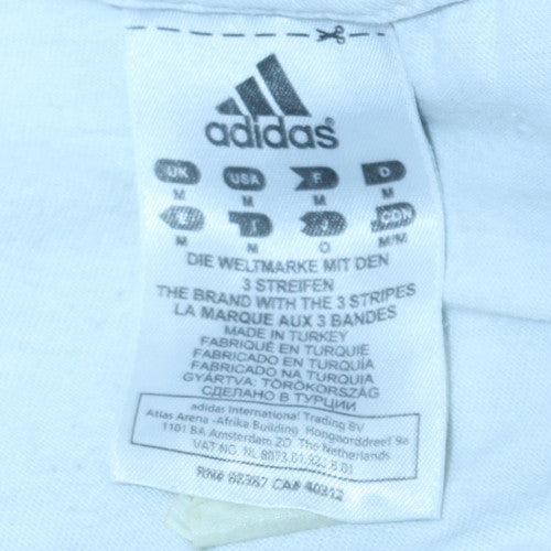 Adidas Men's White Graphic Print T-Shirt Size M Classic Crew Neck