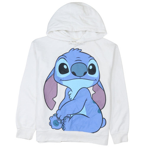Disney White Women's Hoodie Stitch Print Size 12/14 Pullover