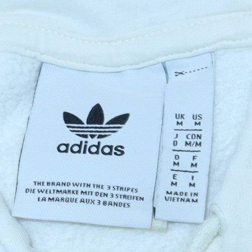 Adidas Men’s White Pullover Hoodie M Logo Graphic Fleece Sweatshirt