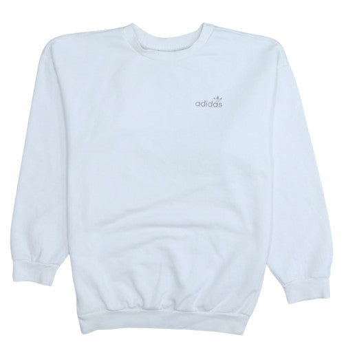 Adidas Women White Crew Neck Sweatshirt Size 8 Cotton Blend