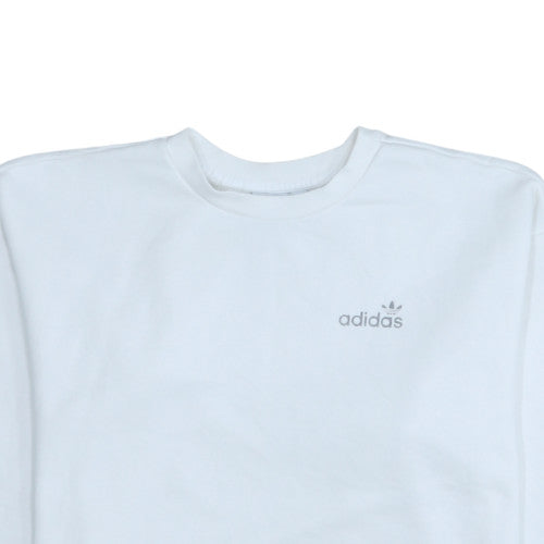 Adidas Women White Crew Neck Sweatshirt Size 8 Cotton Blend