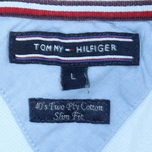 Tommy Hilfiger Men's White Slim Fit Cotton Polo Shirt Size L