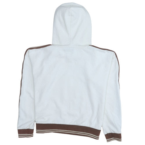 Fila Women White Brown Pullover Hoodie Small Cotton Blend Logo