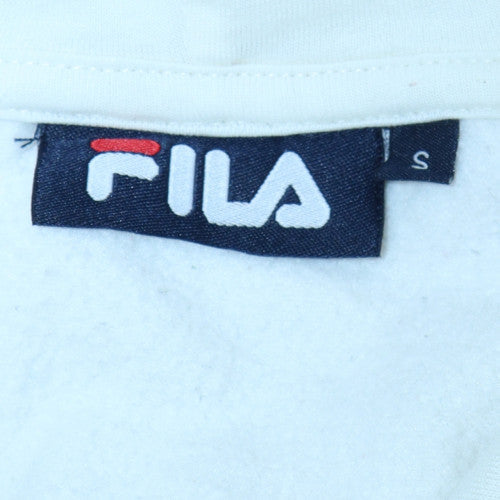 Fila Women White Brown Pullover Hoodie Small Cotton Blend Logo
