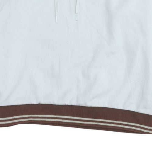 Fila Women White Brown Pullover Hoodie Small Cotton Blend Logo