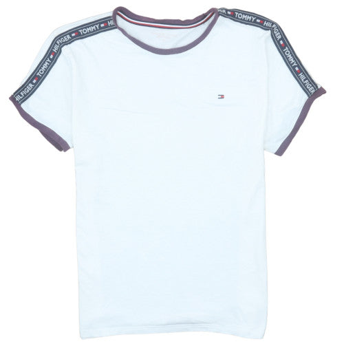 Tommy Hilfiger Men's White Crew Neck Logo Tape T-Shirt Size M