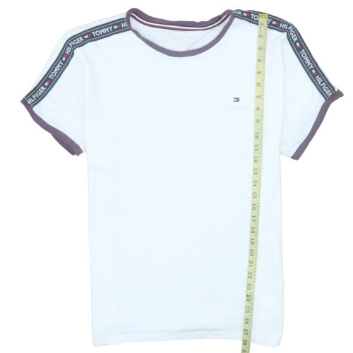 Tommy Hilfiger Men's White Crew Neck Logo Tape T-Shirt Size M
