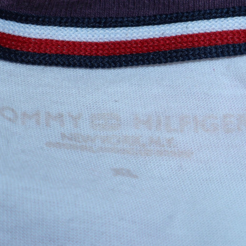 Tommy Hilfiger Men's White Crew Neck Logo Tape T-Shirt Size M
