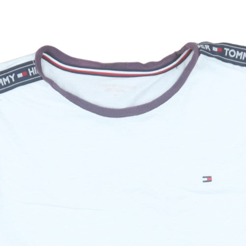 Tommy Hilfiger Men's White Crew Neck Logo Tape T-Shirt Size M