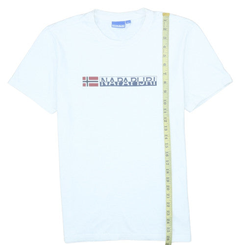 Napapijri Men’s White Cotton Logo Graphic T-Shirt Size S Regular Fit