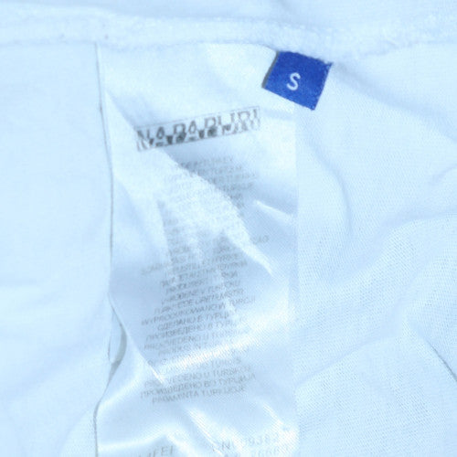 Napapijri Men’s White Cotton Logo Graphic T-Shirt Size S Regular Fit