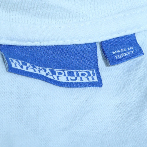 Napapijri Men’s White Cotton Logo Graphic T-Shirt Size S Regular Fit