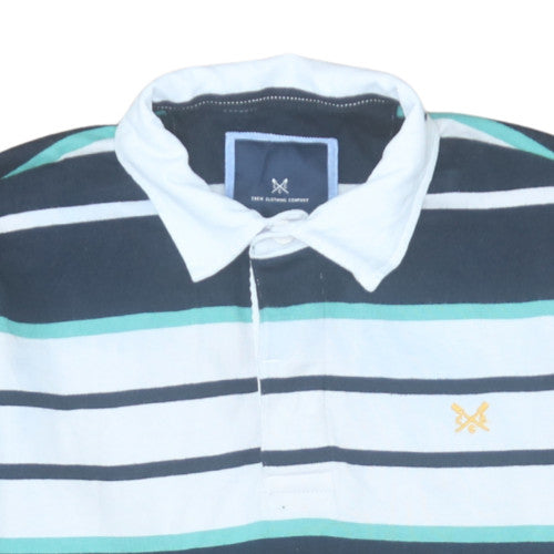 Crew Clothing Company Men's Multicoloured Striped Long Sleeve Polo Shirt Size M