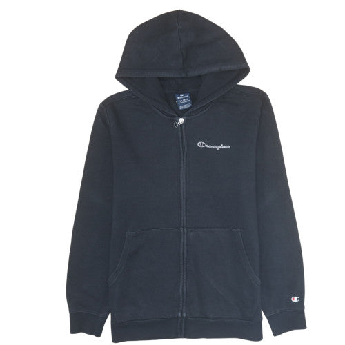 Champion Boys Black Full Zip Hoodie XL 13-14 Years Cotton Blend Logo