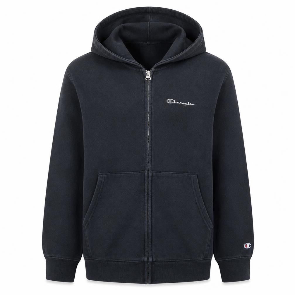 Champion Boys Black Full Zip Hoodie XL 13-14 Years Cotton Blend Logo