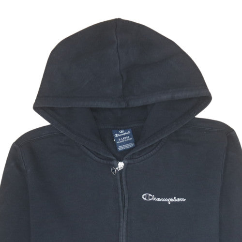 Champion Boys Black Full Zip Hoodie XL 13-14 Years Cotton Blend Logo