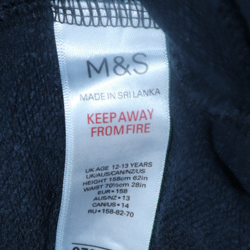 Marks and Spencer Boys Blue Cotton Jogger Trousers 12-13 Years