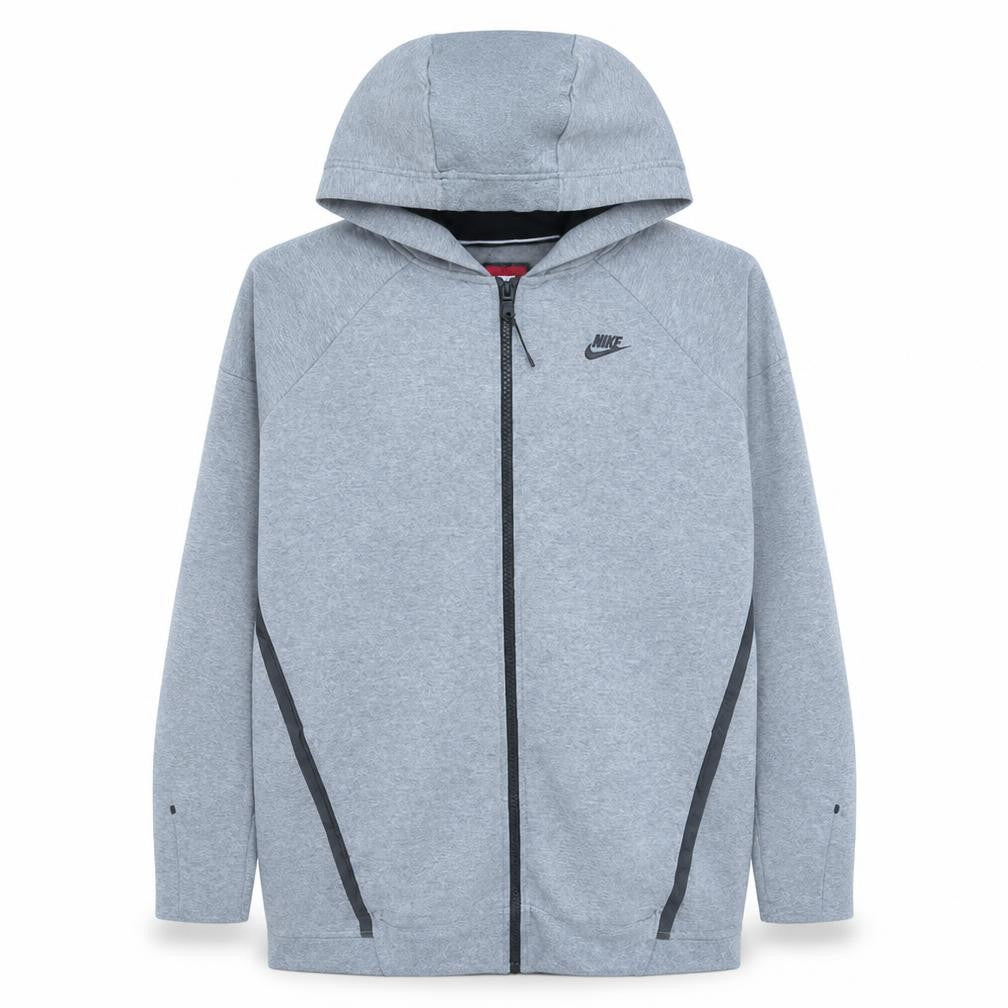 Front view of Nike Men's Grey Full Zip Hoodie XL Regular Fit Lightweight