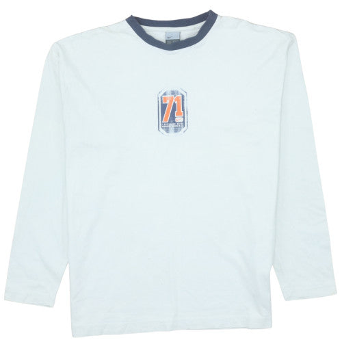 Nike Men's White Long Sleeve Retro 71 Logo T-Shirt XL