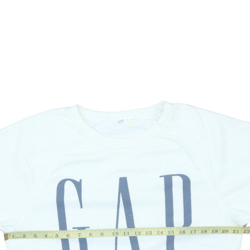 GAP Womens White Crew Neck Logo Sweatshirt Size M Cotton Blend