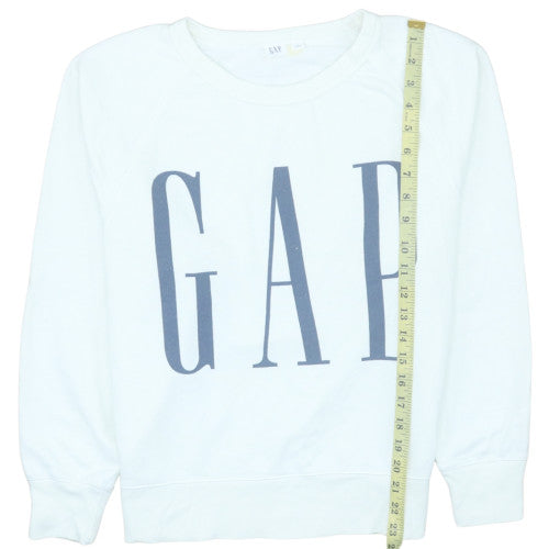 GAP Womens White Crew Neck Logo Sweatshirt Size M Cotton Blend