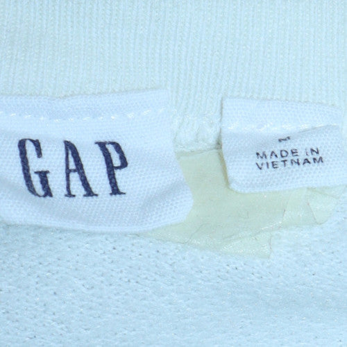 GAP Womens White Crew Neck Logo Sweatshirt Size M Cotton Blend