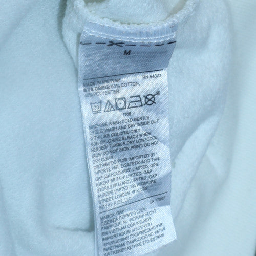 GAP Womens White Crew Neck Logo Sweatshirt Size M Cotton Blend