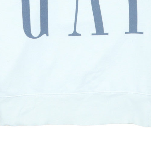 GAP Womens White Crew Neck Logo Sweatshirt Size M Cotton Blend