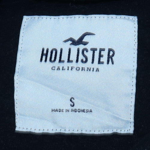 Hollister Women Black Pullover Hoodie Small Logo Print Soft Cotton Blend