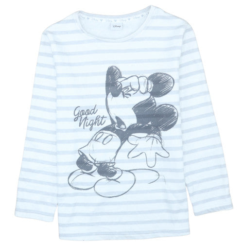 Disney Women White Striped Pullover Sweatshirt Size S Mickey Mouse