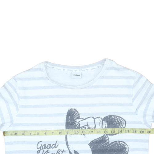 Disney Women White Striped Pullover Sweatshirt Size S Mickey Mouse