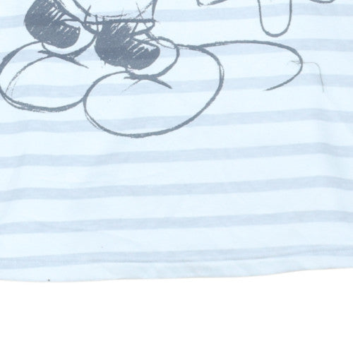 Disney Women White Striped Pullover Sweatshirt Size S Mickey Mouse