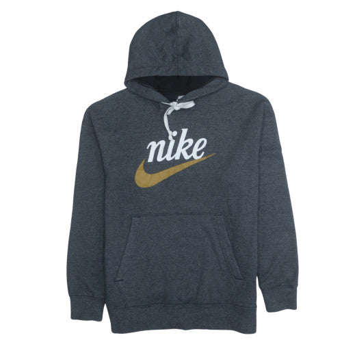 Nike Men's Grey Pullover Hoodie L Logo Graphic Sweatshirt