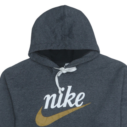 Nike Men's Grey Pullover Hoodie L Logo Graphic Sweatshirt