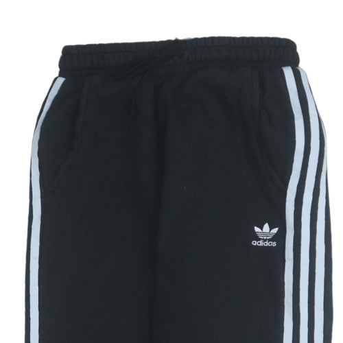 Adidas Womens Black Sweatpants Size 10 Fleece Elastic Waist Joggers