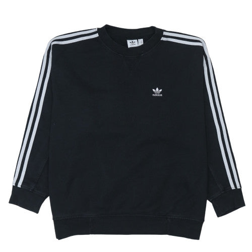 Adidas Women Black Crew Neck Pullover Sweatshirt UK 6 XS Logo Casual