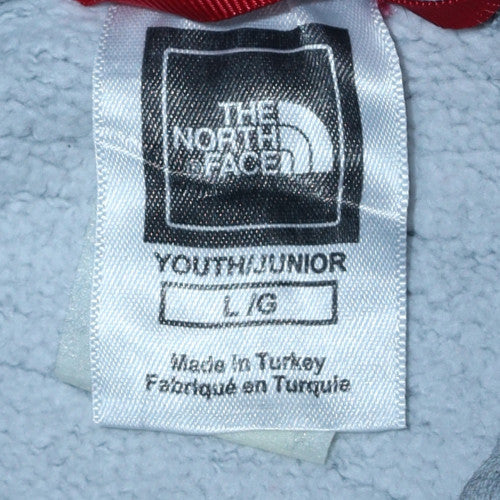 The North Face Boys Grey Pullover Hoodie L Cotton Blend Logo Design