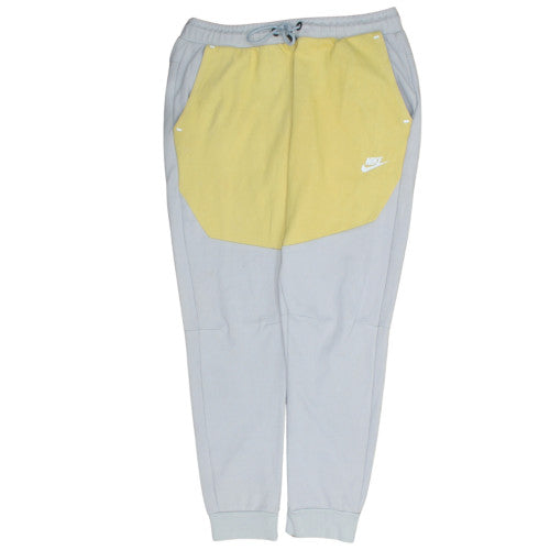 Nike Men's Grey and Yellow Jogger Trousers Size M Elastic Waist