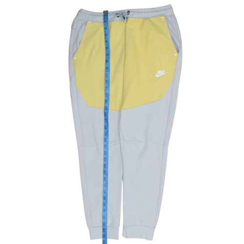 Nike Men's Grey and Yellow Jogger Trousers Size M Elastic Waist