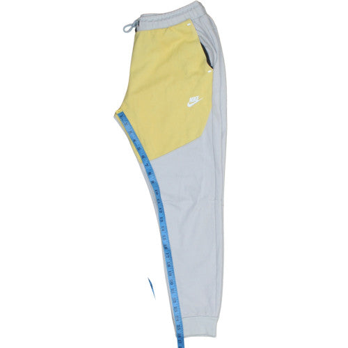 Nike Men's Grey and Yellow Jogger Trousers Size M Elastic Waist